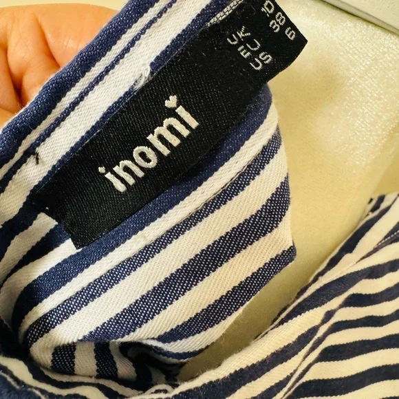 Inomi Women’s Blue White Striped Sleeveless Shirt Dress Size S - Picture 7 of 7
